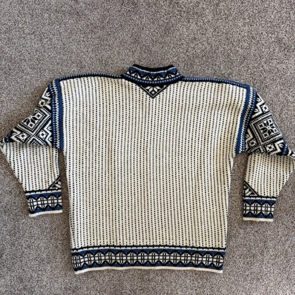 Vintage Dale of Norway Wool Sweater Norwegian Pullover Sweater Ivory Medium - Picture 9 of 16